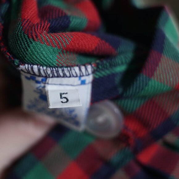 Vintage 90s Kelly's Kids Red Green Plaid Shortall Romper - Picture 6 of 6